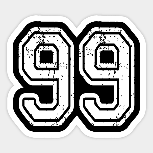 Number 99 Grungy in white - 99 - Sticker | TeePublic